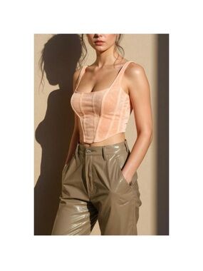 With Jean Cindy Corset Top in Apricot Pink Sz XS